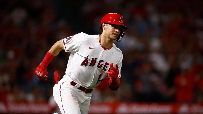 Logan O'Hoppe of the Los Angeles Angels singles for his...