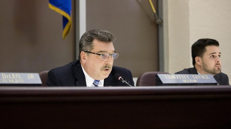 Glen Cove Mayor Timothy Tenke at a City Council meeting...