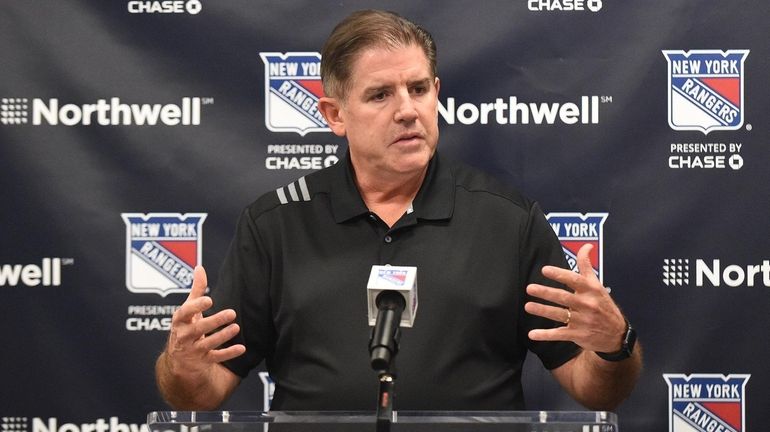 Rangers head coach Peter Laviolette speaks with the media about the team's...