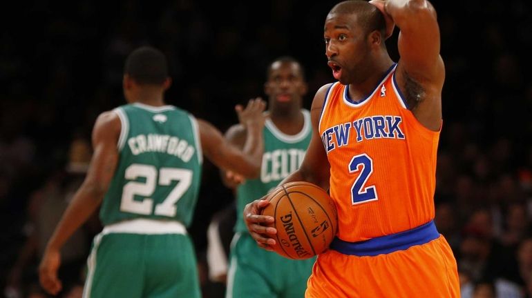 Raymond Felton reacts in the first quarter of a game...