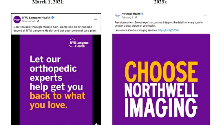 NYU Langone Health is suing Northwell Health over ads that...