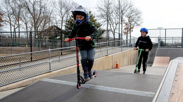 Xavier Viera, 7, left, from Riverhead and Dylan Laino, 11,...