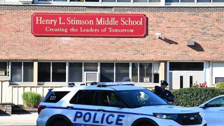 Suffolk County police at Henry L. Stimson Middle School in...