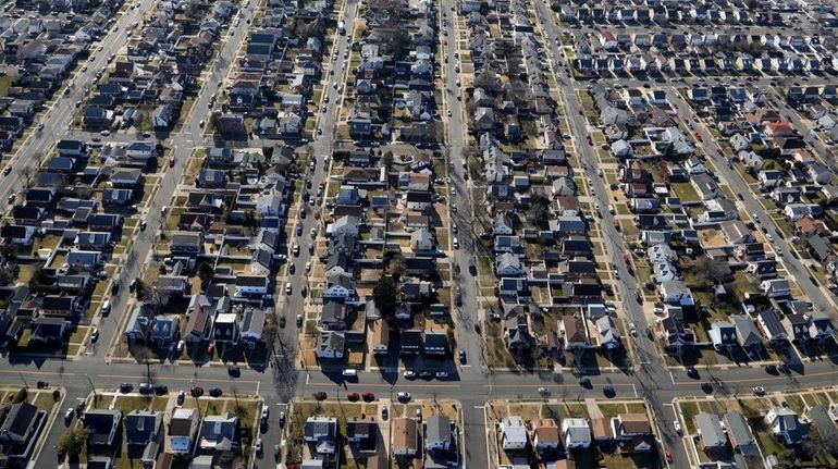 An aerial view of a neighborhood in Mineola. Gov. Kathy...