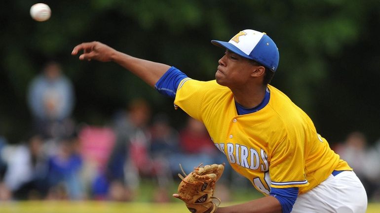 Kellenberg pitcher Jason Diaz in the CHSAA championship against St....