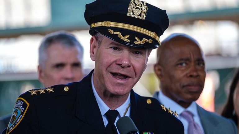 NYPD Transit Police Chief Michael Kemper speaks during a news...