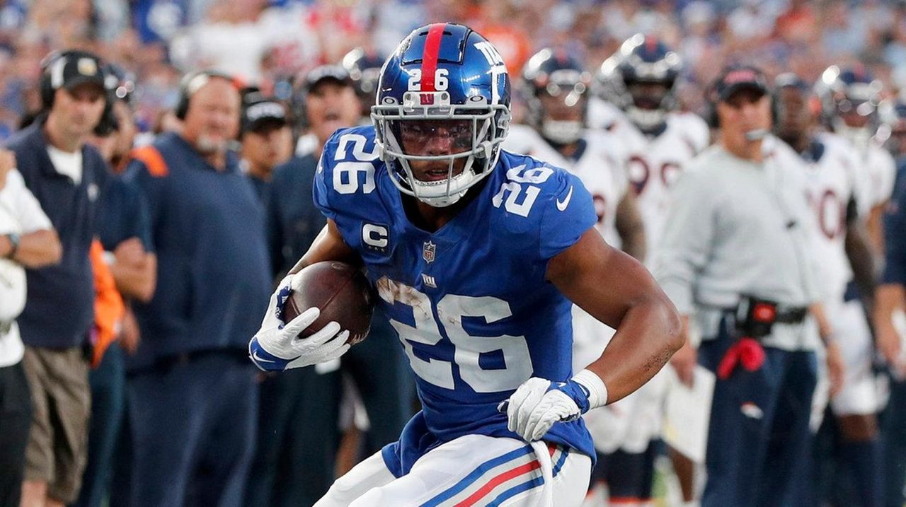 Giants RB Saquon Barkley happy, healthy after his return to field from ACL  injury - Newsday