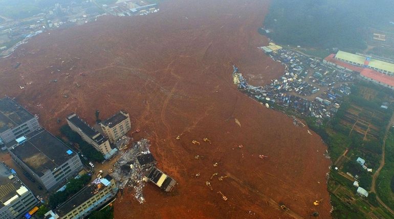 In this aerial photograph the site of a landslide that...