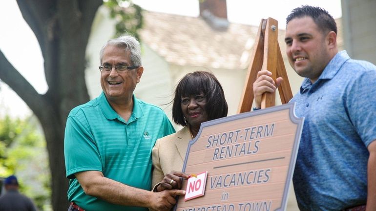 Hempstead Town Supervisor Anthony Santino (left) proposes a ban on...