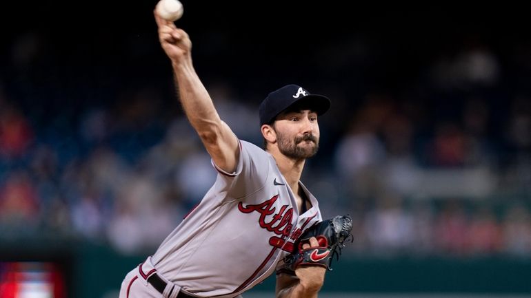 Atlanta Braves starting pitcher Spencer Strider delivers during the second...