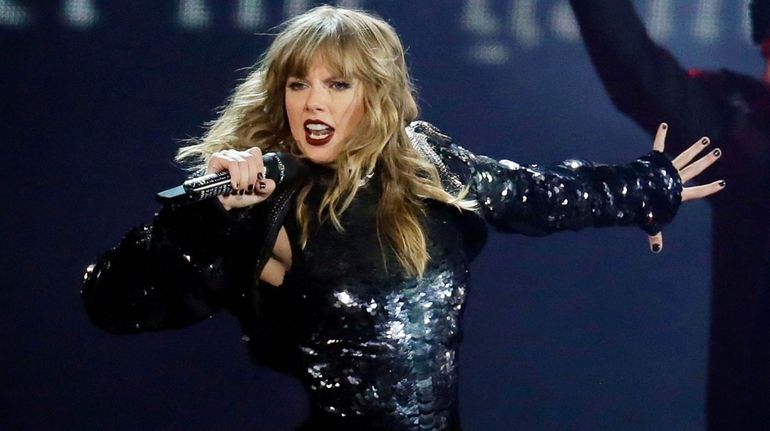 Taylor Swift performs during her "reputation" tour in Glendale, Ariz.,...