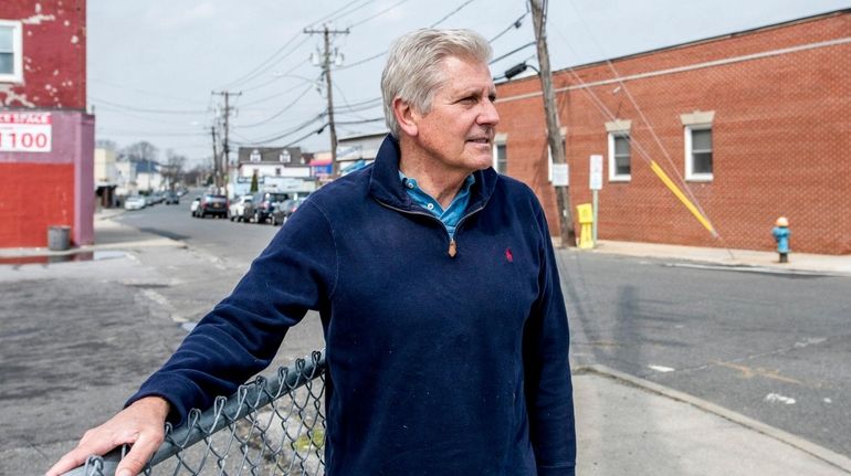 Bruce Blakeman tours the downtown Lawrence LIRR station.