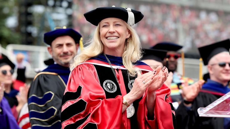 Stony Brook University President Maurie McInnis at commencement ceremonies May 17.