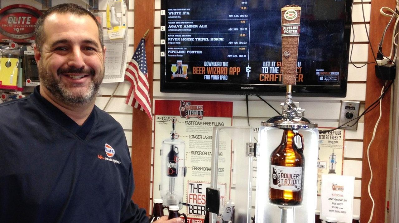 Roslyn Car Care Center fills growlers of craft beer Newsday