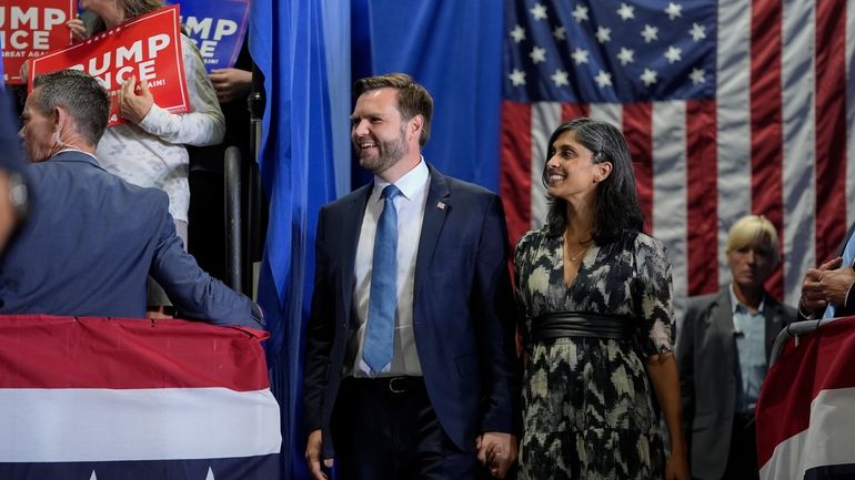 Republican vice presidential nominee Sen. JD Vance, R-Ohio, arrives with...