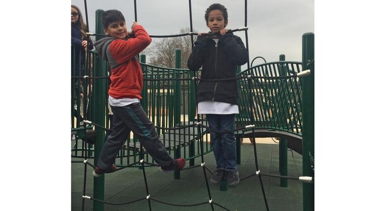 Kidsday reporters Adan Gutierrez, left, and Matthew Napoleon hanging out...