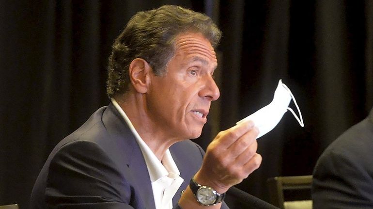 New York Gov. Andrew Cuomo during a news conference in...