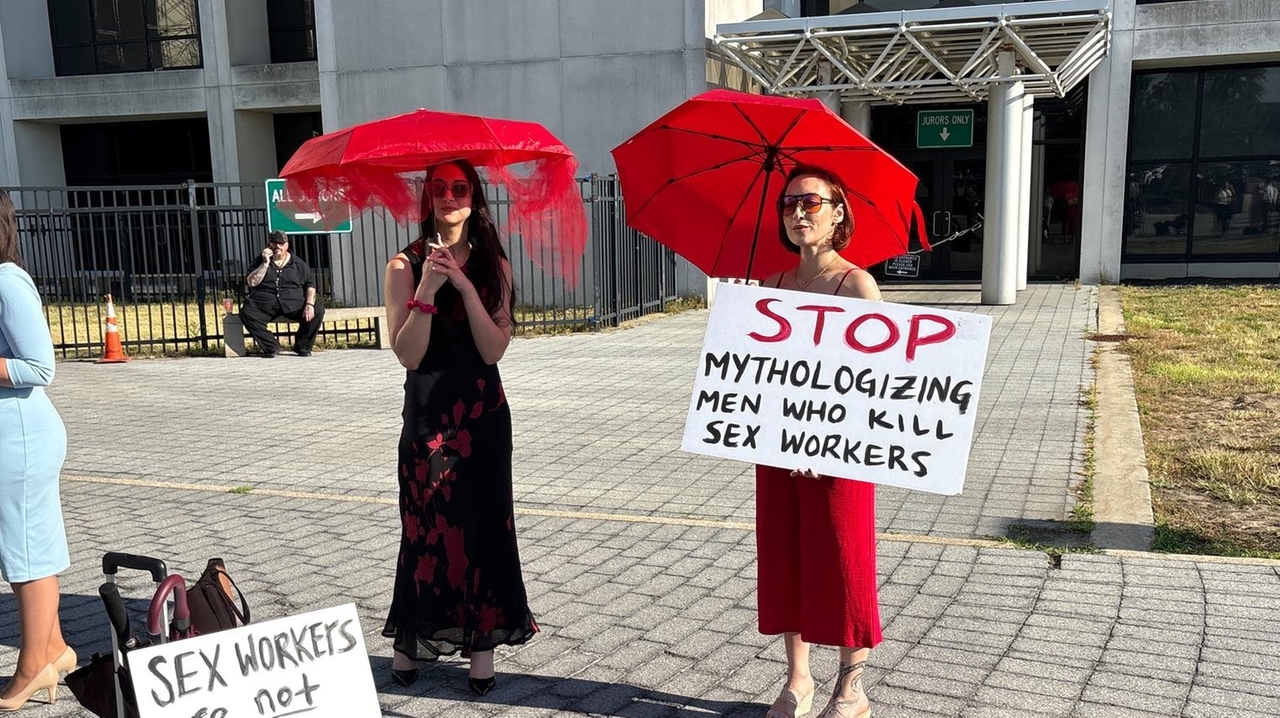 Sex work advocates among those waiting outside courthouse