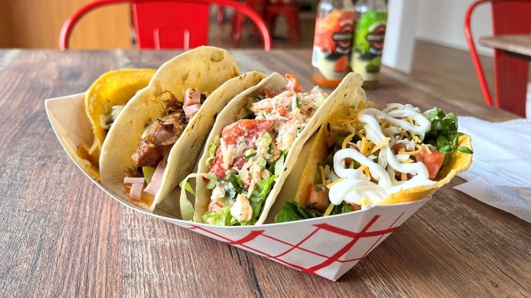 An assortment of globally inspired tacos at Chenza's Twisted Tacos...