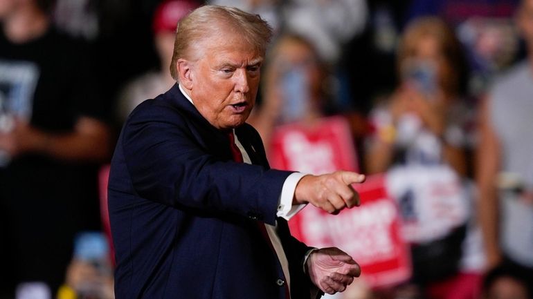 Republican presidential candidate former President Donald Trump during a campaign rally...