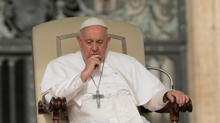 Pope Francis attends the weekly general audience in St. Peter's...