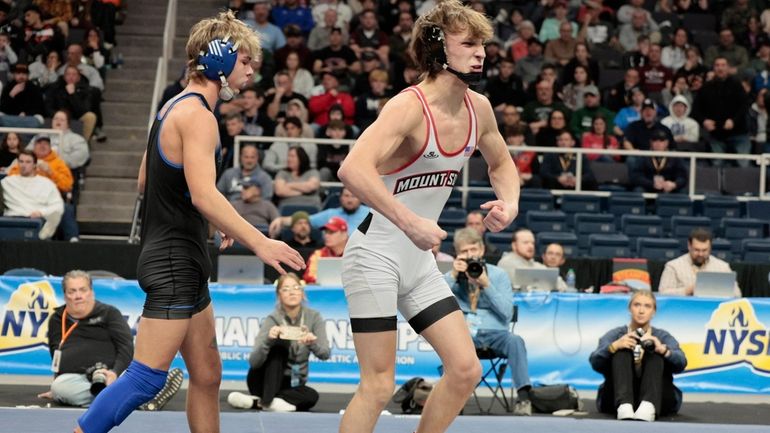 Brayden Fahrbach of Mount Sinai defeats Aidan Gillings of Newfane...