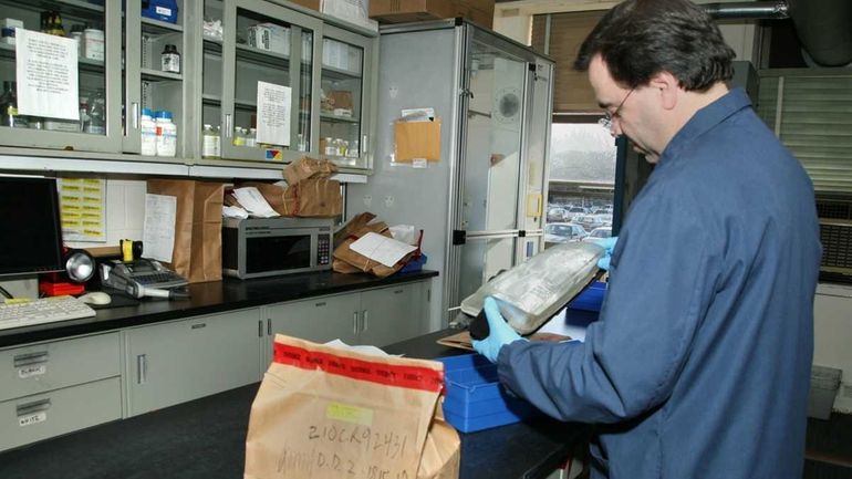 An undated file photo from the forensic evidence lab at...