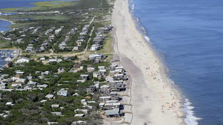 Davis Park, Fire Island. This photo looks east along the...