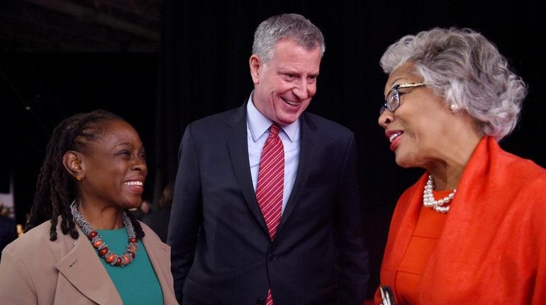 Chirlane McCray and Bill de Blasio are seen prior to...