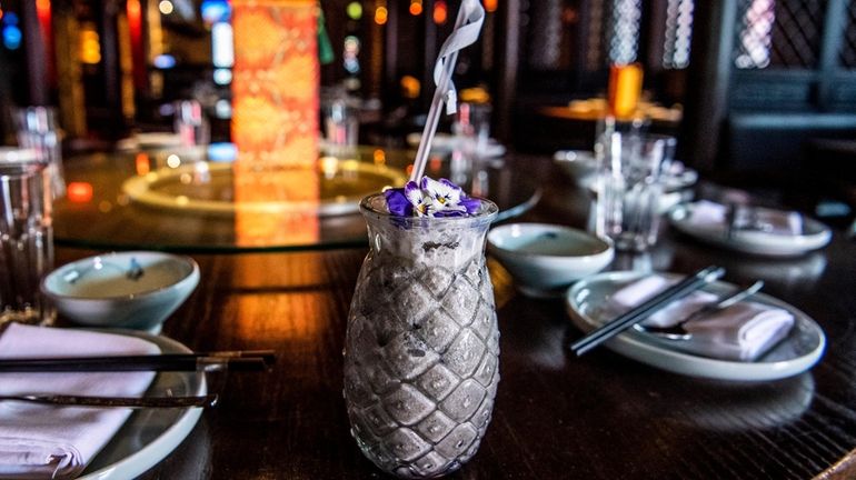 A black-sesame piña colada at O Mandarin in Hicksville.