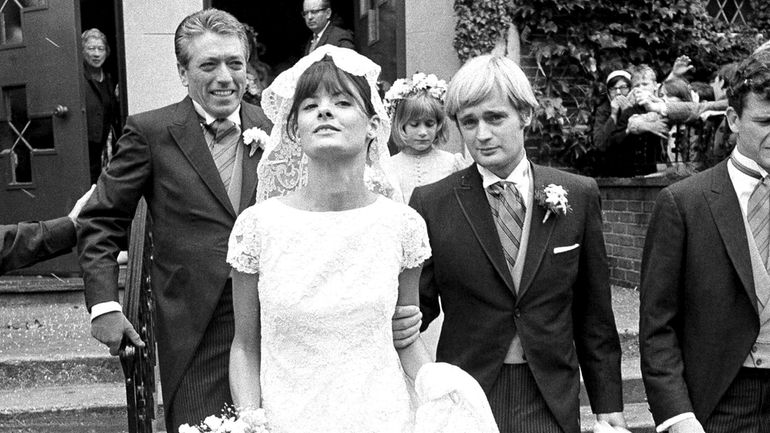 David McCallum and his bride, Cedarhurst socialite Katherine Carpenter, leave...