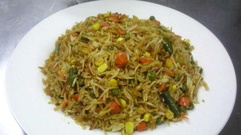 Vegetable biryani at Namaste America, an Indian restaurant in Deer...