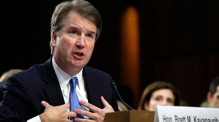 President Donald Trump's Supreme Court nominee, Brett Kavanaugh, testifies before the...