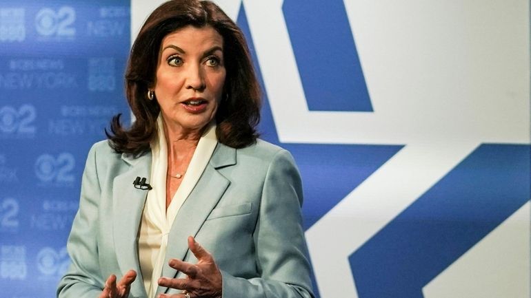 Gov. Kathy Hochul before the New York's governor primary debate at...