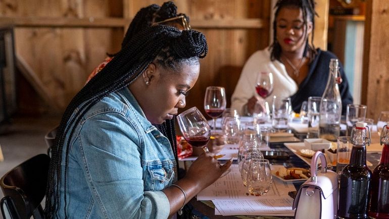 Ashley James, of Brooklyn, at an afternoon of wine tasting...