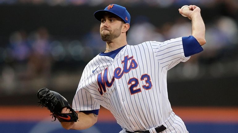 David Peterson of the Mets pitches during the first inning against the...