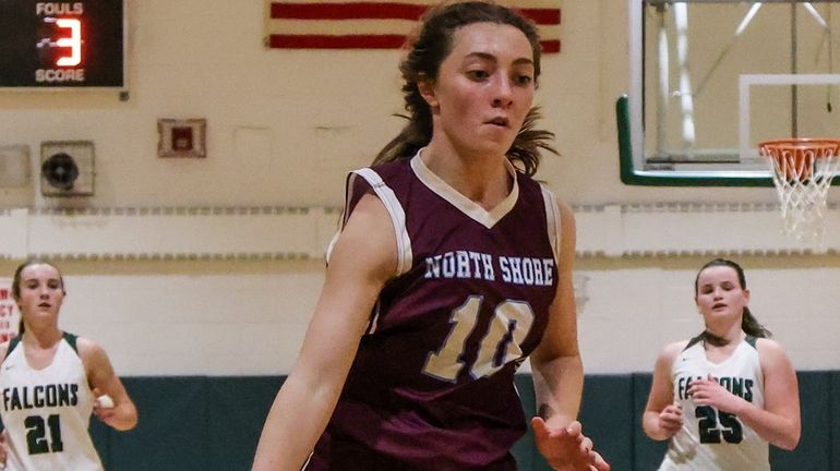 Emma Priolo of North Shore drives to the basket during...