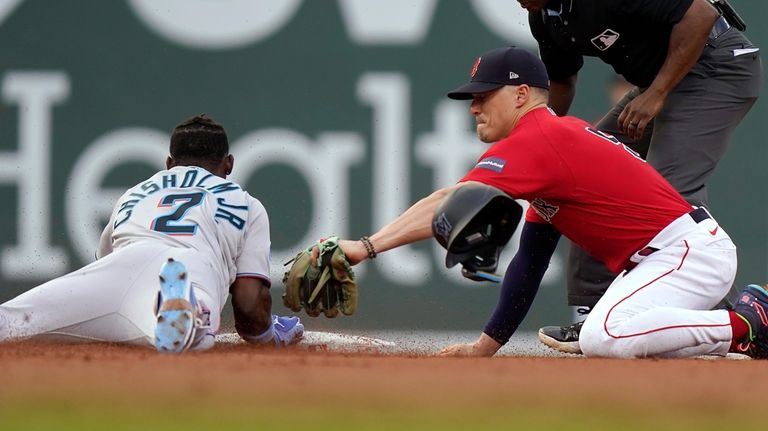 Marlins foil Bello's no-hit bid and beat Red Sox 2-0; Arraez goes hitless  with average down to .392 - Newsday