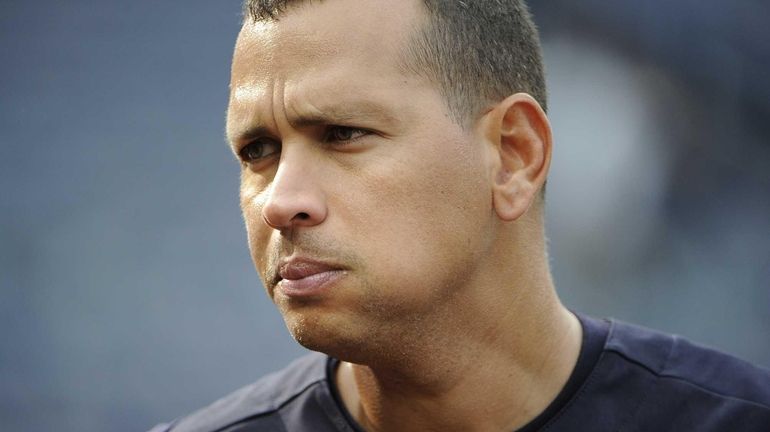 Alex Rodriguez is seen on the field during batting practice...