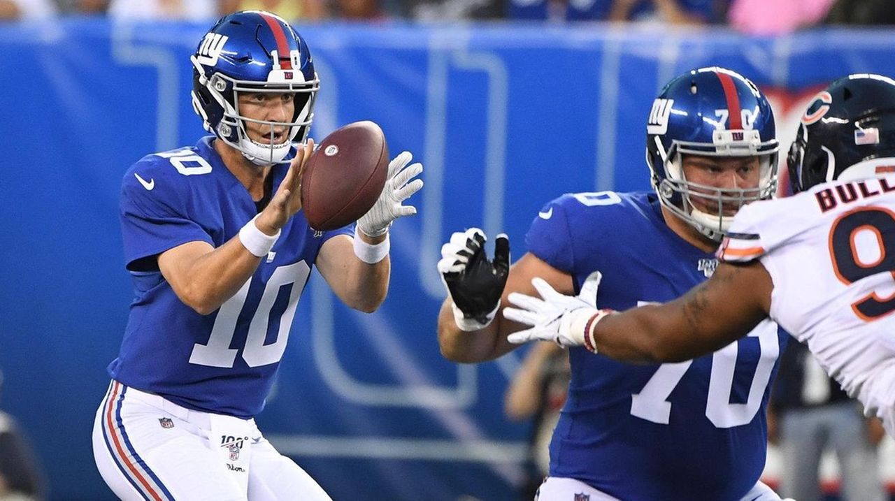 August 16, 2019, New York Giants wide receiver Bennie Fowler (18) scores a  touchdown during the NFL preseason game between the Chicago Bears and the  New York Giants at MetLife Stadium in