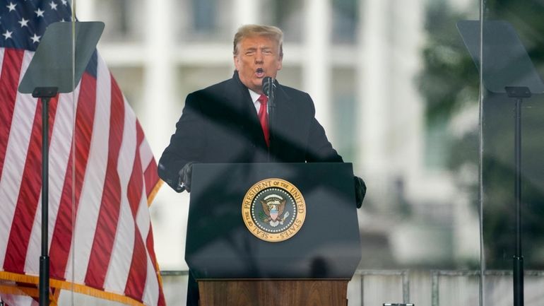 President Donald Trump speaks during a rally protesting the electoral...