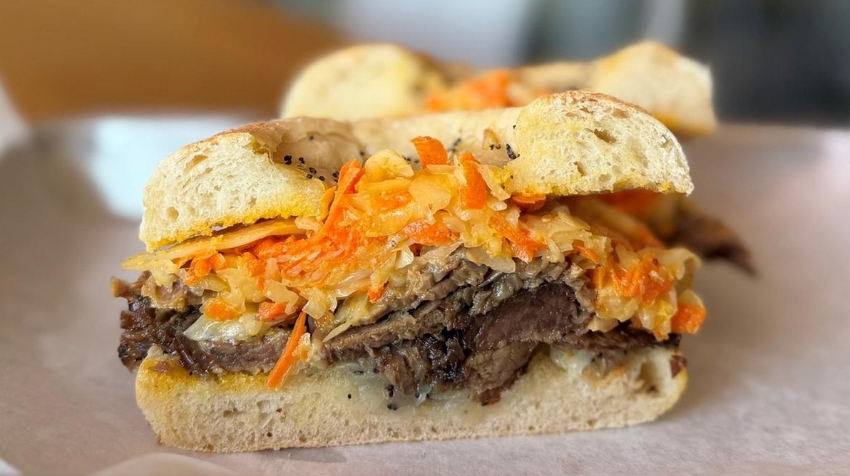 Blind Bat Brewery in Centerport serves brisket on bialys
