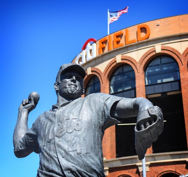 FLUSHING, NY - APRIL 07: The Tom Seaver statue outside Citi Field