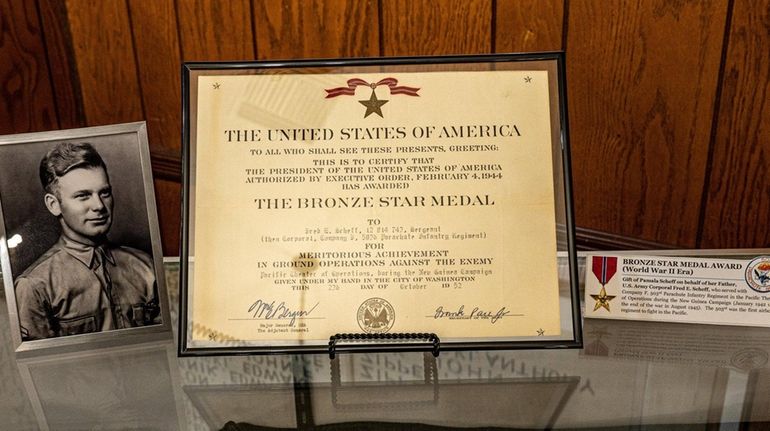 US Army Cpl. Fred E Scheff received the Bronze Star...