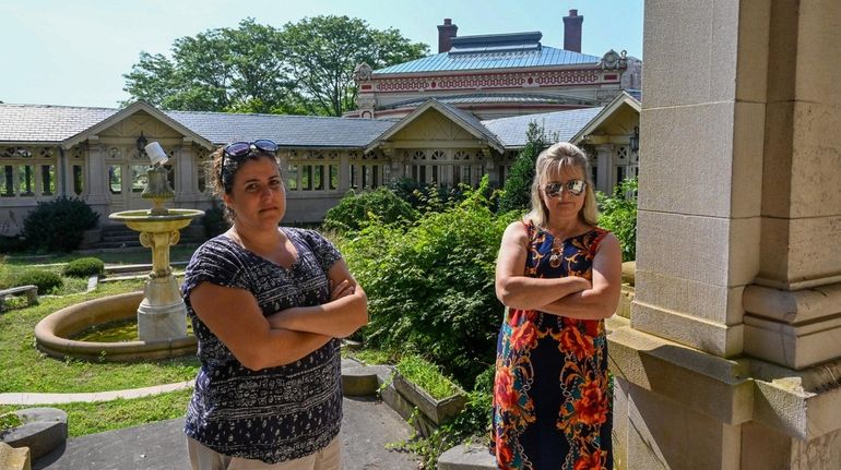 Michelle Burke, left, secretary of the Oakdale Historical Society, and...