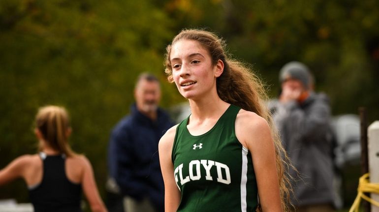 Zariel Macchia of Floyd takes a breath after finish in...