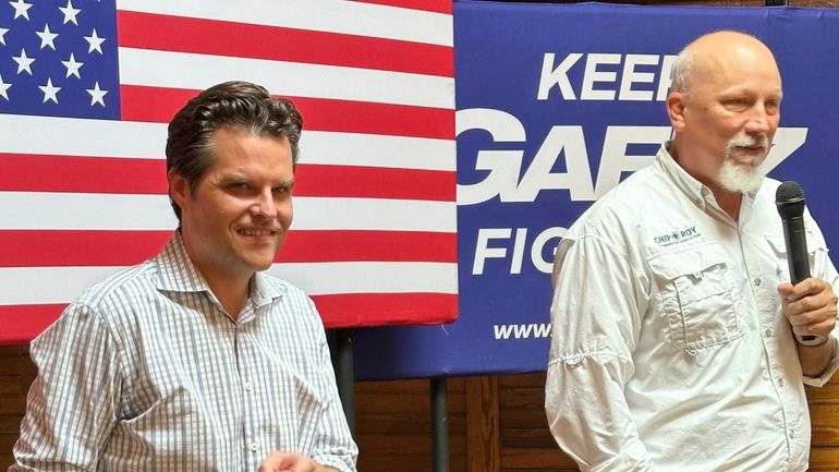 U.S. Rep. Matt Gaetz, R-Fla., left, is joined by Republican...