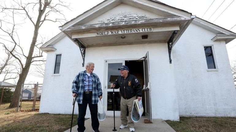 Knights of Columbus members, Richard Parez, 83, and Tom Aloisi,...