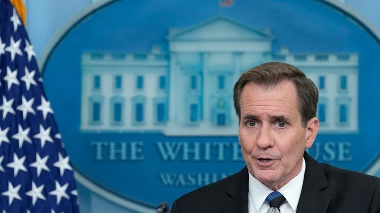 National Security Council spokesman John Kirby speaks during the daily...