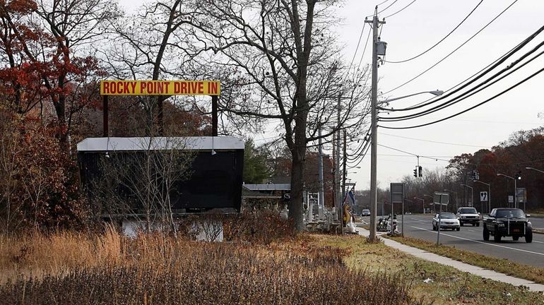 The marquee of the Rocky Point Drive In along Route...